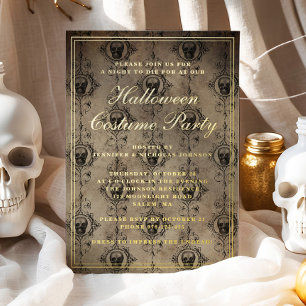 Gothische Schedels Halloween Kostuumfeest Folie Uitnodiging
