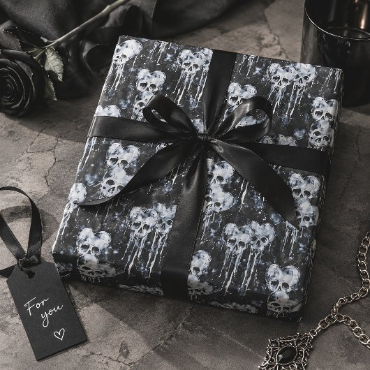 Gothische schedels & harten griezelig cadeaupapier