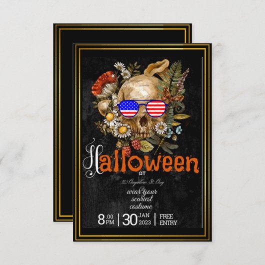 Gothische schedels in Petten Halloween Costume Par Kaart (Voorkant / Achterkant)