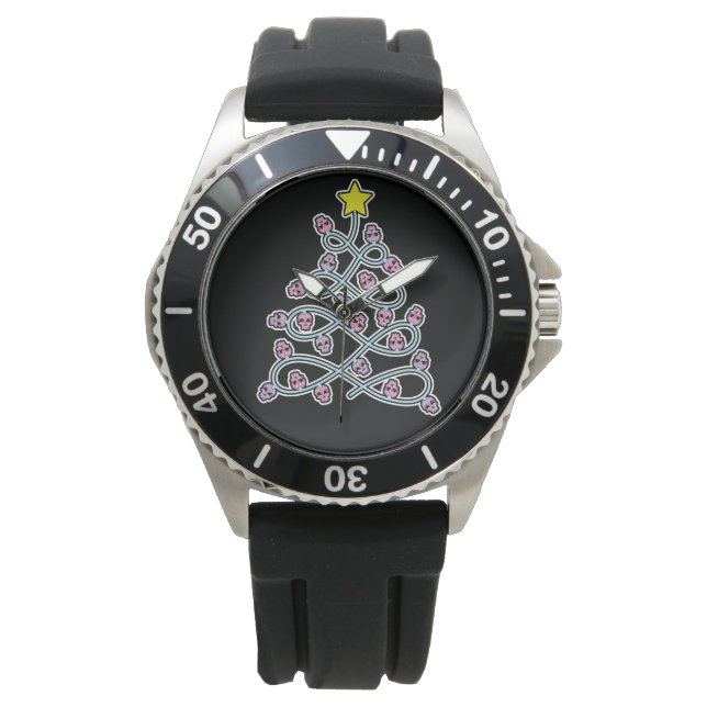 Gothische Schedels Kerstboom Horloge (Voorkant)