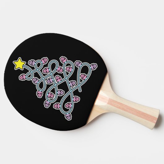 Gothische Schedels Kerstboom Ping Pong Batje (Achterkant)