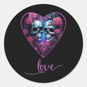 Gothische schedels Liefde voor Valentijn liefde Ro Ronde Sticker