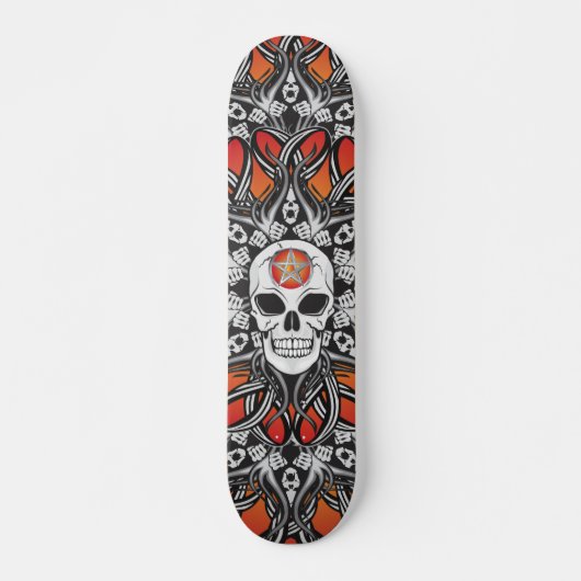 Gothische schedels - Sinaasappel Persoonlijk Skateboard (Voorkant)