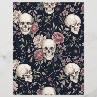 Gothische schedels & vintage rozen scrapbookpapier