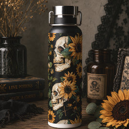 Gothische schedels & zonnebloemen donkere bloemen waterfles