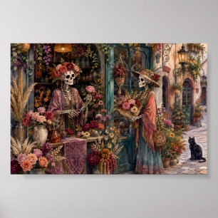 Gothische Skelet Bloemenwinkel Whimsigoth Bloemist Poster