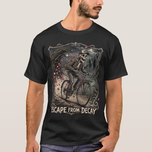 Gothische Skelet Fiets Macabre T-shirt (Voorkant)
