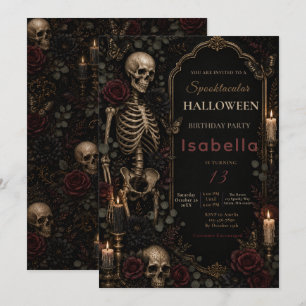 Gothische Skelet Halloween Verjaardag Kaart