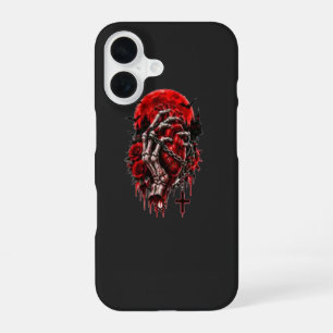 Gothische skelet handen rode rozen Halloween horro iPhone 16 Hoesje