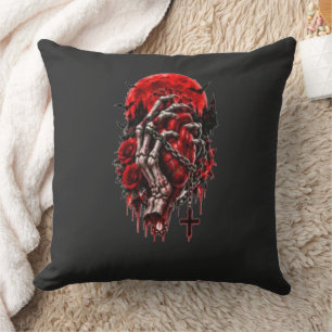 Gothische skelet handen rode rozen Halloween horro Kussen