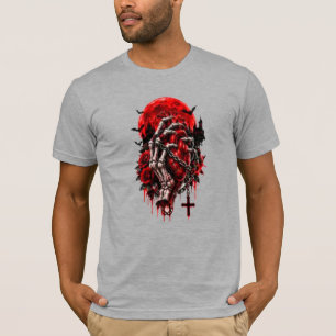 Gothische skelet handen rode rozen Halloween horro T-shirt