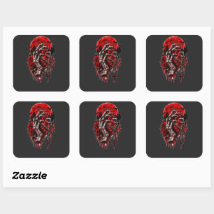 Gothische skelet handen rode rozen Halloween horro Vierkante Sticker