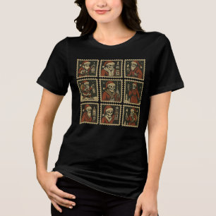 Gothische skelet kerst lantaarn stempel raster vro Tri-Blend shirt