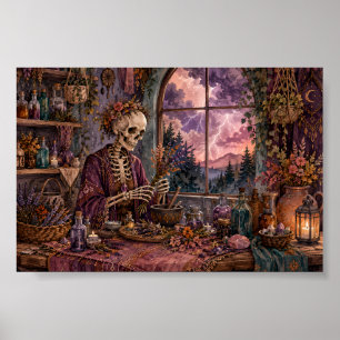 Gothische Skelet Kruidendokter Apotheker Hekserij  Poster