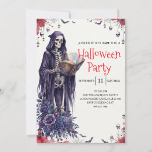 Gothische skelet man Halloween-feest uitnodiging