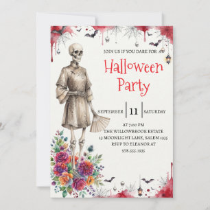 Gothische skelet man Halloween-feest uitnodiging
