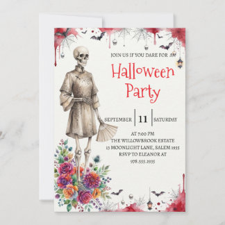 Gothische skelet man Halloween-feest uitnodiging