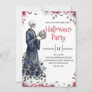 Gothische skelet man Halloween-feest uitnodiging