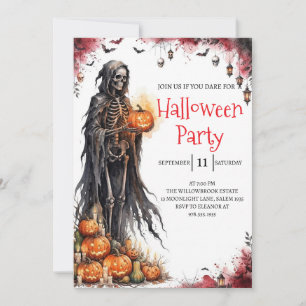 Gothische skelet man Halloween-feest uitnodiging