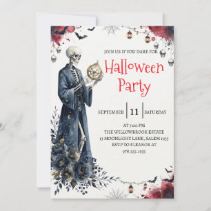 Gothische skelet man Halloween-feest uitnodiging