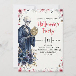 Gothische skelet man Halloween-feest uitnodiging