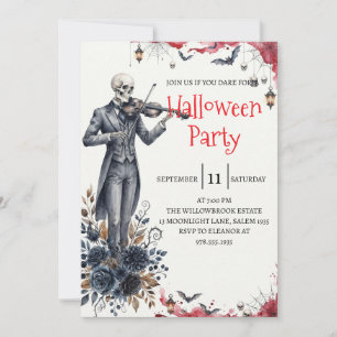 Gothische skelet man Halloween-feest uitnodiging