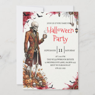Gothische skelet man Halloween-feest uitnodiging