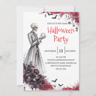 Gothische skelet man Halloween-feest uitnodiging