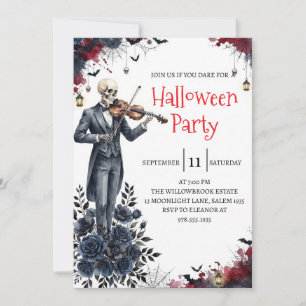 Gothische skelet man Halloween-feest uitnodiging