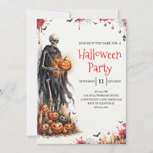 Gothische skelet man Halloween-feest uitnodiging