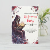 Gothische skelet man Halloween-feest uitnodiging (Staand voorkant)