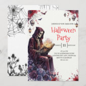 Gothische skelet man Halloween-feest uitnodiging (Voorkant / Achterkant)