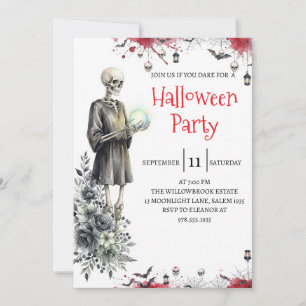 Gothische skelet man Halloween-feest uitnodiging