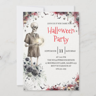 Gothische skelet man Halloween-feest uitnodiging