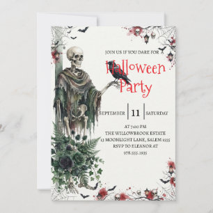 Gothische skelet man Halloween-feest uitnodiging