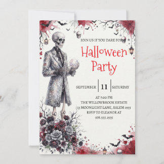 Gothische skelet man Halloween-feest uitnodiging