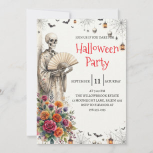 Gothische skelet man Halloween-feest uitnodiging