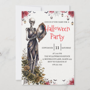 Gothische skelet man Halloween-feest uitnodiging