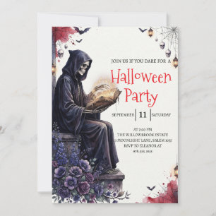 Gothische skelet man Halloween-feest uitnodiging