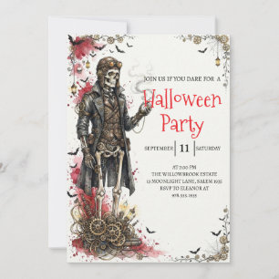 Gothische skelet man Halloween-feest uitnodiging