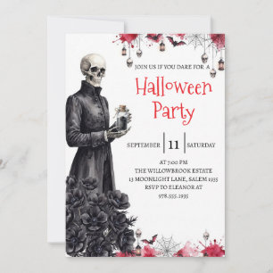 Gothische skelet man Halloween-feest uitnodiging