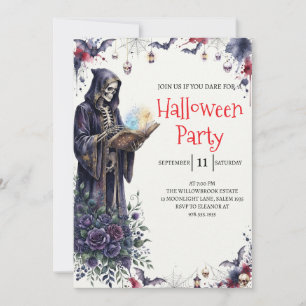 Gothische skelet man Halloween-feest uitnodiging