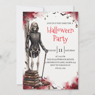 Gothische skelet man Halloween-feest uitnodiging
