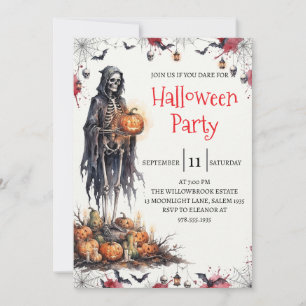 Gothische skelet man Halloween-feest uitnodiging