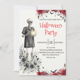 Gothische skelet man Halloween-feest uitnodiging