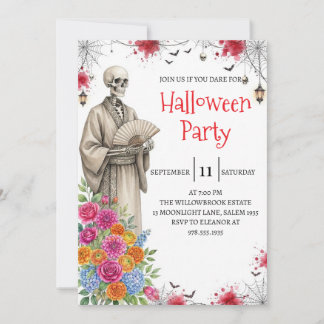 Gothische skelet man Halloween-feest uitnodiging