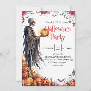 Gothische skelet man Halloween-feest uitnodiging