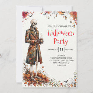 Gothische skelet man Halloween-feest uitnodiging