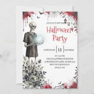 Gothische skelet man Halloween-feest uitnodiging