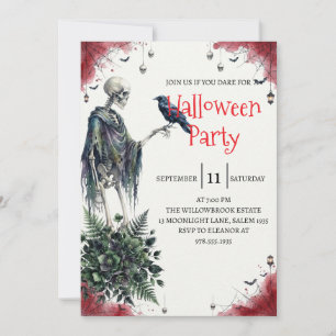 Gothische skelet man Halloween-feest uitnodiging